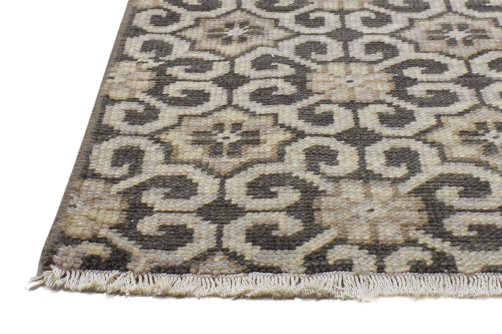 Charcoal Wool Rug 2'6 X 3' Modern Hand Knotted Moroccan Trellis Small Carpet 