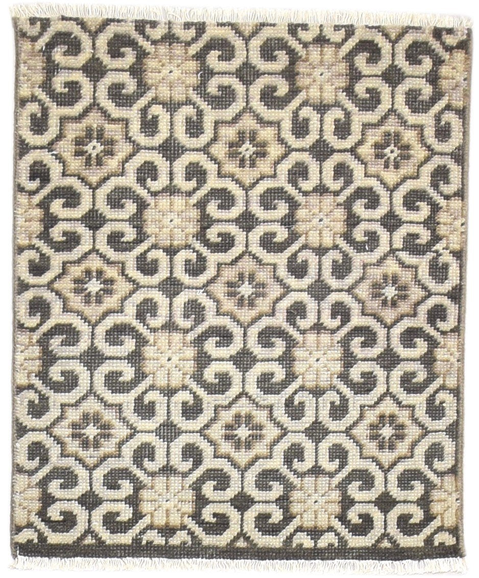 Charcoal Wool Rug 2'6 X 3' Modern Hand Knotted Moroccan Trellis Small Carpet 