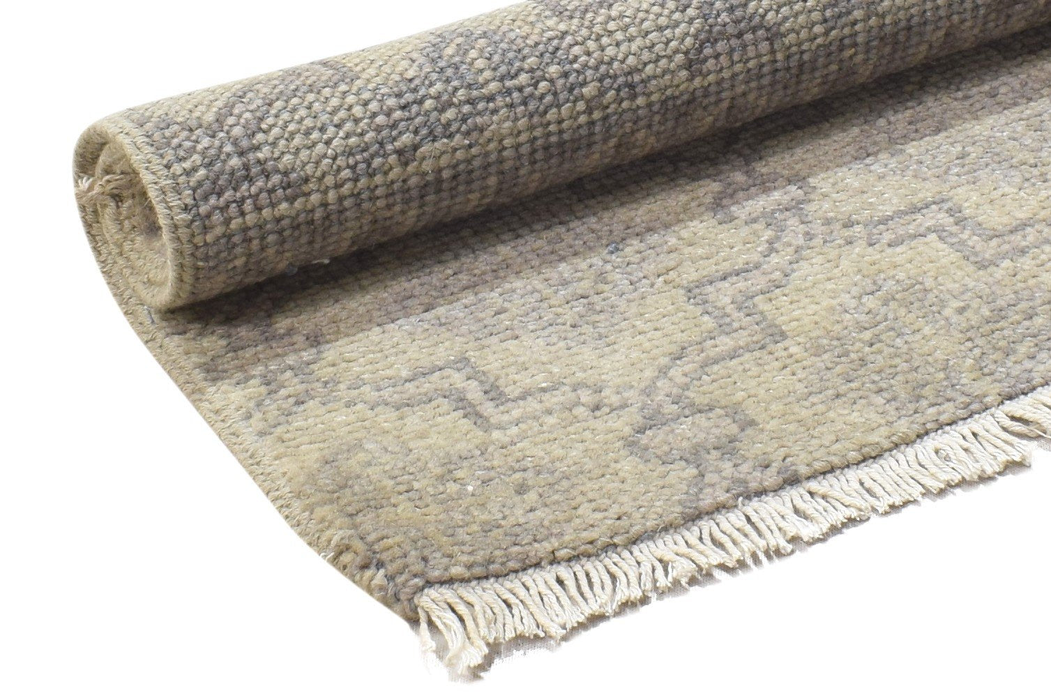 Wool Beige Rug 2' X 2' Modern Hand Knotted Bokhara Trellis Small Carpet 