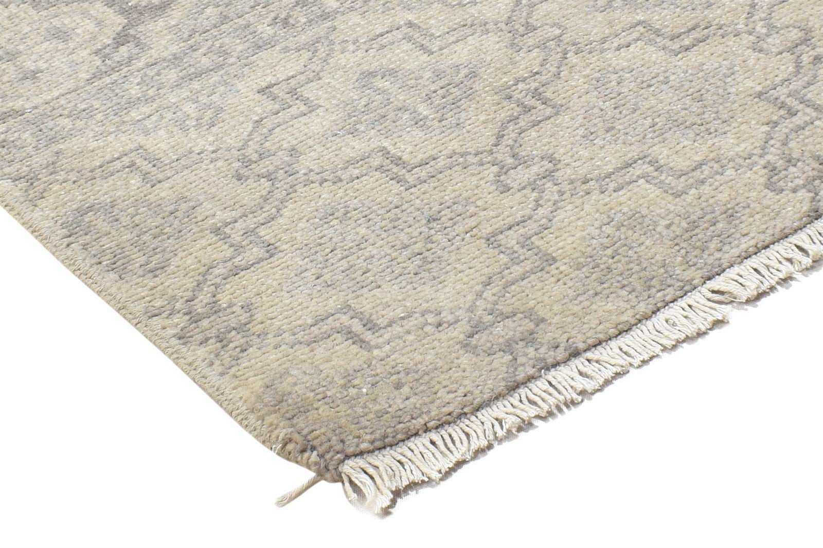 Wool Beige Rug 2' X 2' Modern Hand Knotted Bokhara Trellis Small Carpet 