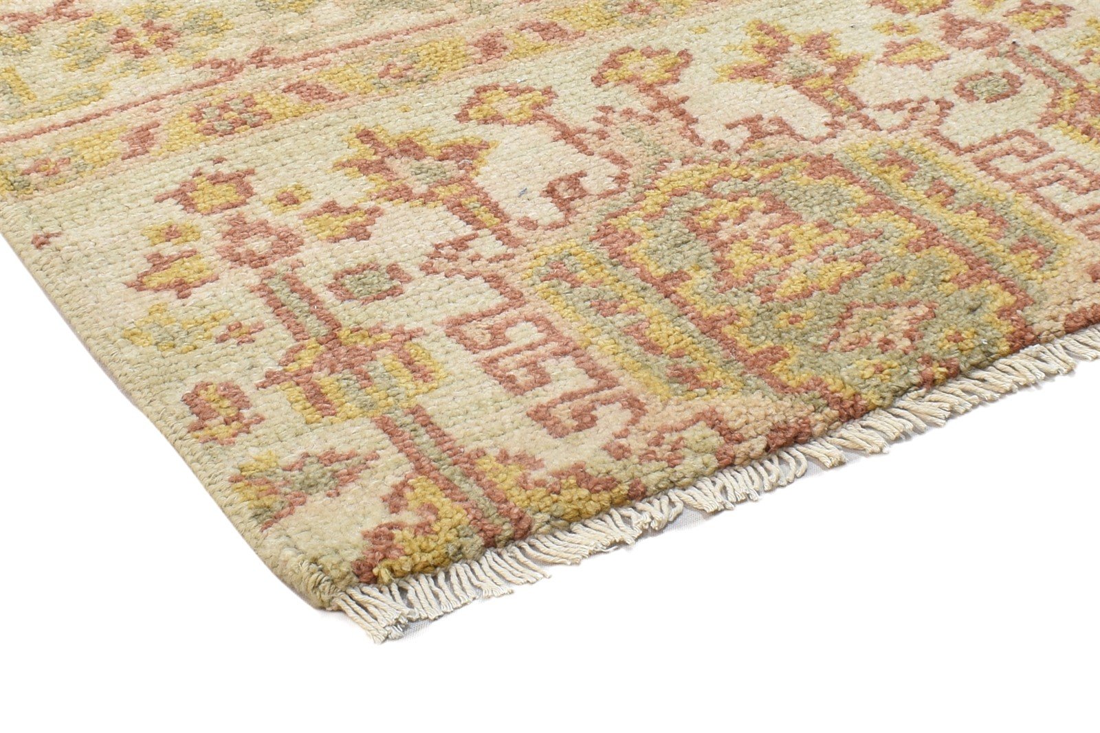 Beige Wool Rug 2' X 2' Persian Hand Knotted Oushak Oriental Small Carpet 