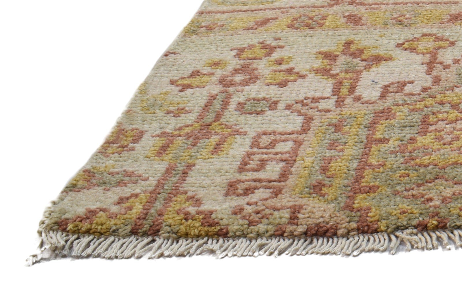 Beige Wool Rug 2' X 2' Persian Hand Knotted Oushak Oriental Small Carpet 