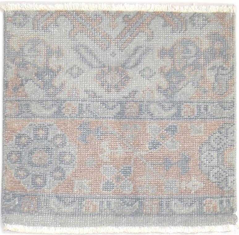 Wool Blue Rug 2' X 2' Persian Hand Knotted Oushak Oriental Small Carpet 