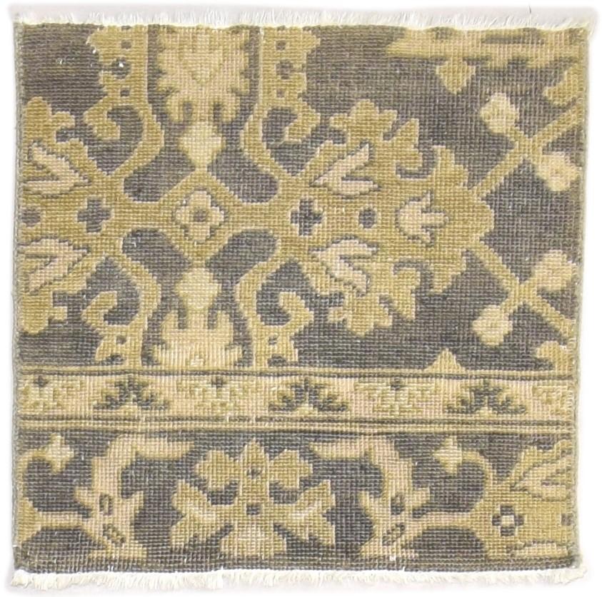 2' X 2' Rug Wool Charcoal Persian Hand Knotted Oushak Oriental Small Carpet 