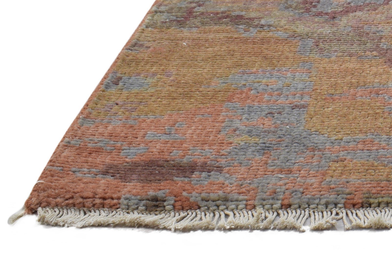 Hand Knotted Rust Wool Rug 2' X 2' Modern French Abstract Small Carpet 