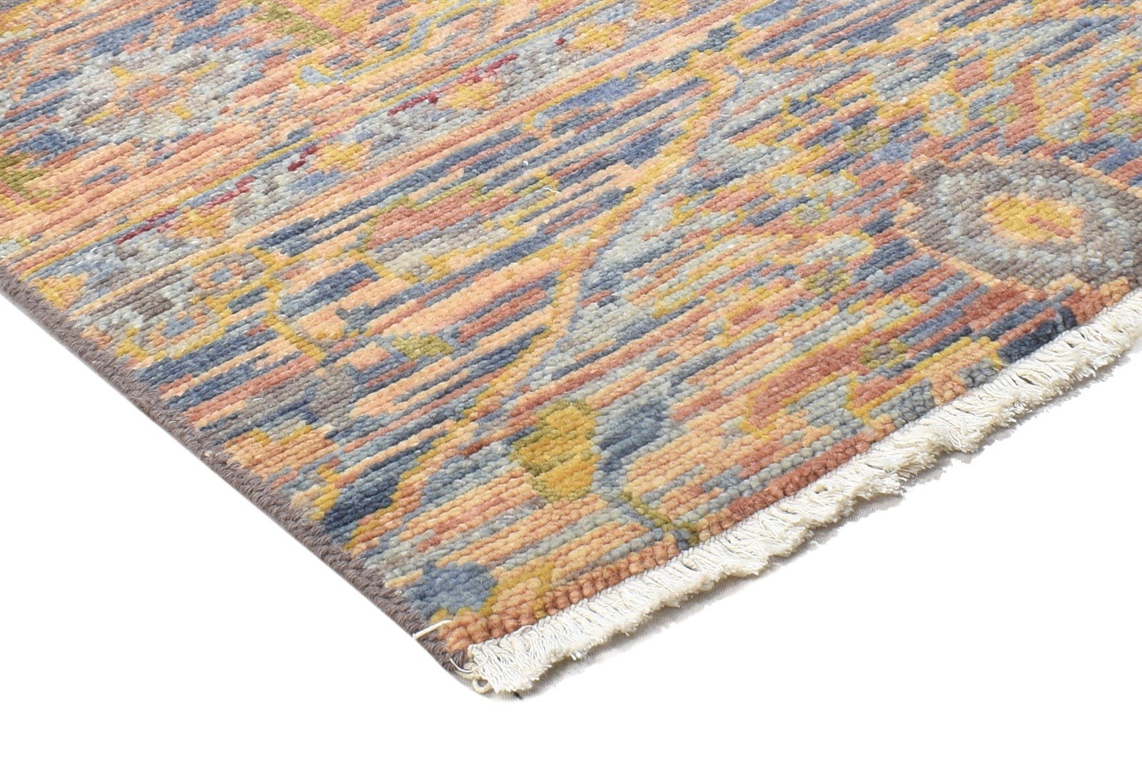 Hand Knotted Multi Color Wool Rug 2X2 Modern Heriz-Indian Oriental Small Carpet 