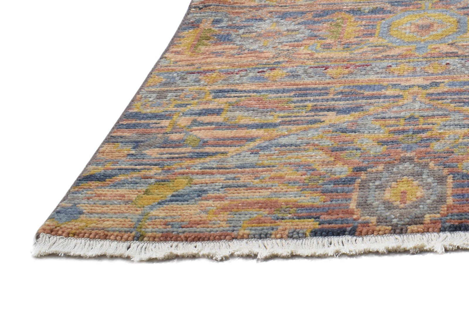 Hand Knotted Multi Color Wool Rug 2X2 Modern Heriz-Indian Oriental Small Carpet 