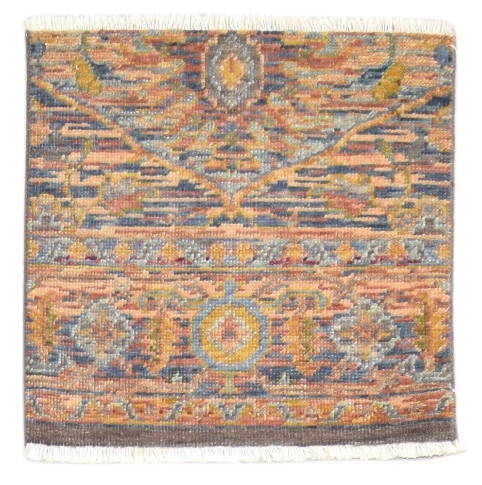 Hand Knotted Multi Color Wool Rug 2X2 Modern Heriz-Indian Oriental Small Carpet 