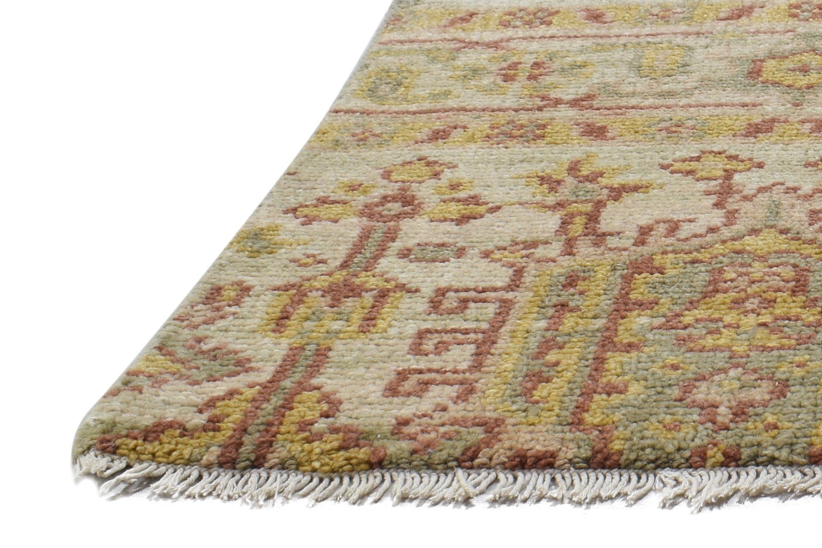 Wool Beige Rug 2' X 2' Modern Hand Knotted Oushak Oriental Small Carpet 