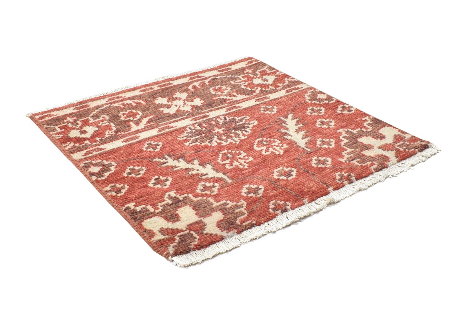 Red Wool Rug 2' X 2' Persian Hand Knotted Oushak Oriental Small Carpet 