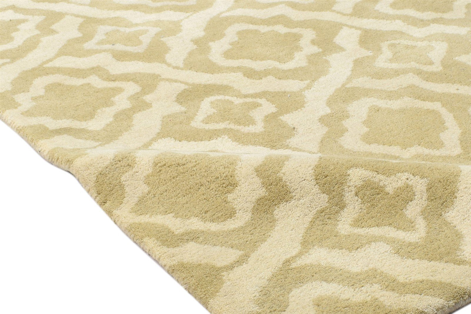 Wool Beige Rug 3' X 9' Modern Hand Tufted Scandinavian Trellis Small Runner 