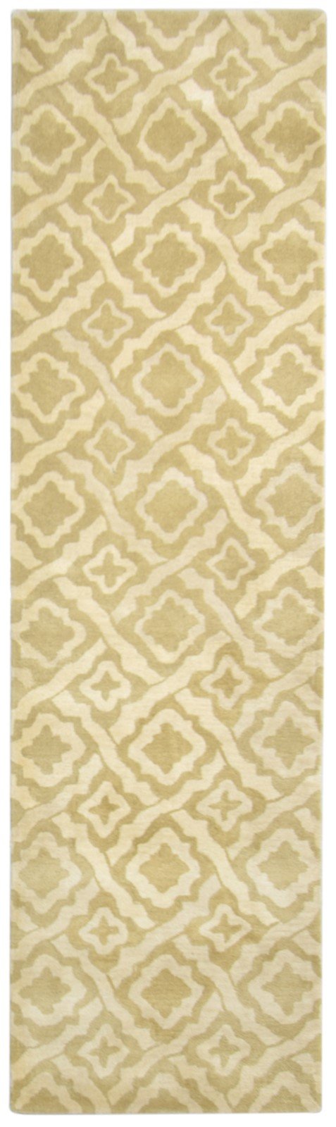 Wool Beige Rug 3' X 9' Modern Hand Tufted Scandinavian Trellis Small Runner 