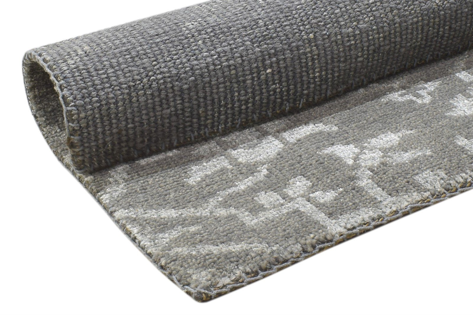 Hand Knotted Grey Wool / Silk Rug 2' X 2' Modern Moroccan Trellis Small Carpet 