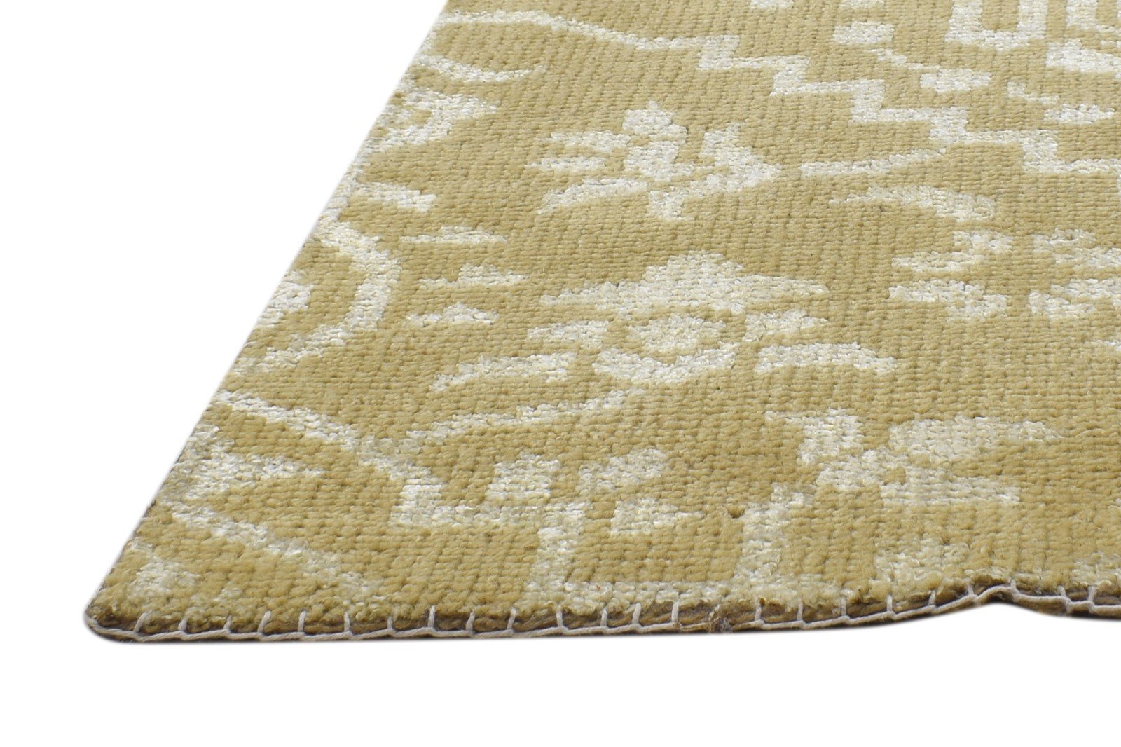 2' X 2' Rug Wool / Silk Beige Modern Hand Knotted Moroccan Trellis Small Carpet 