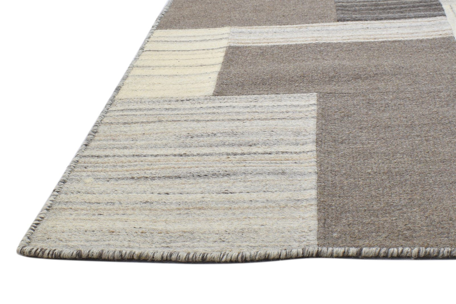 5X8 Rug Wool Brown Modern Hand Tufted Scandinavian Geometric Room Size Carpet  Area Rug 