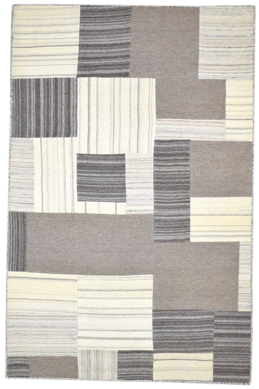 5X8 Rug Wool Brown Modern Hand Tufted Scandinavian Geometric Room Size Carpet  Area Rug 