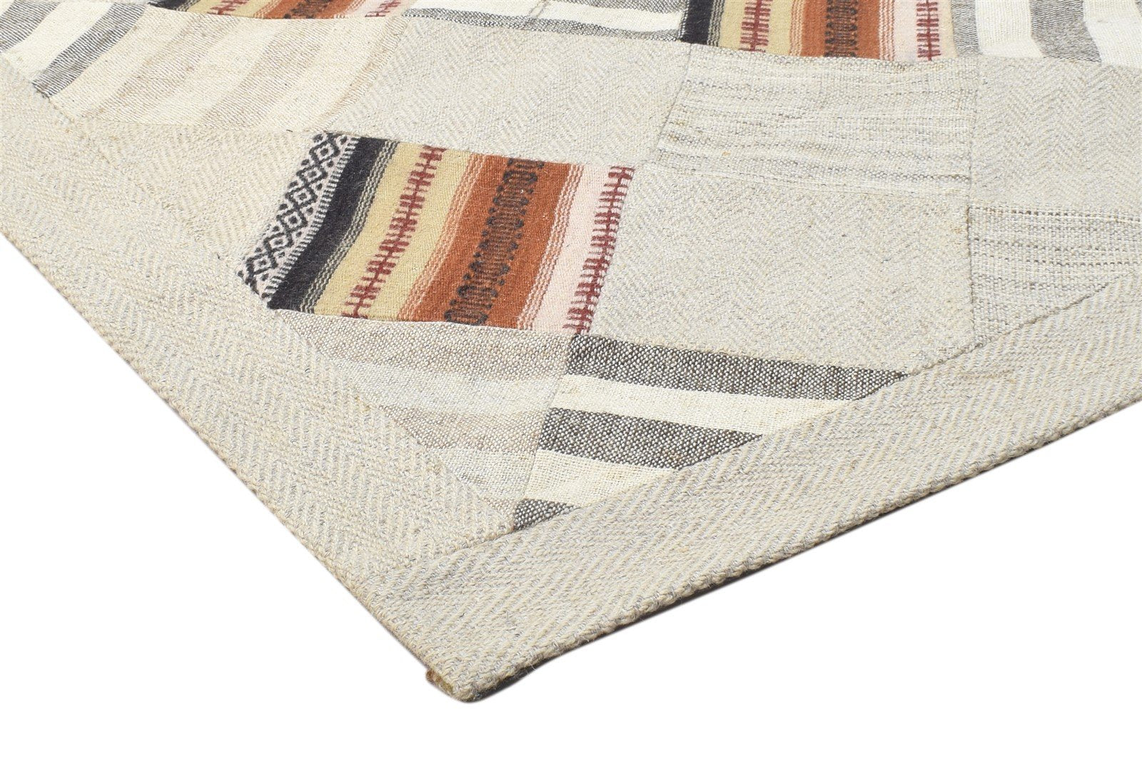 Beige Wool Rug 4X6 Modern Hand Tufted Scandinavian Geometric Room Size Carpet 