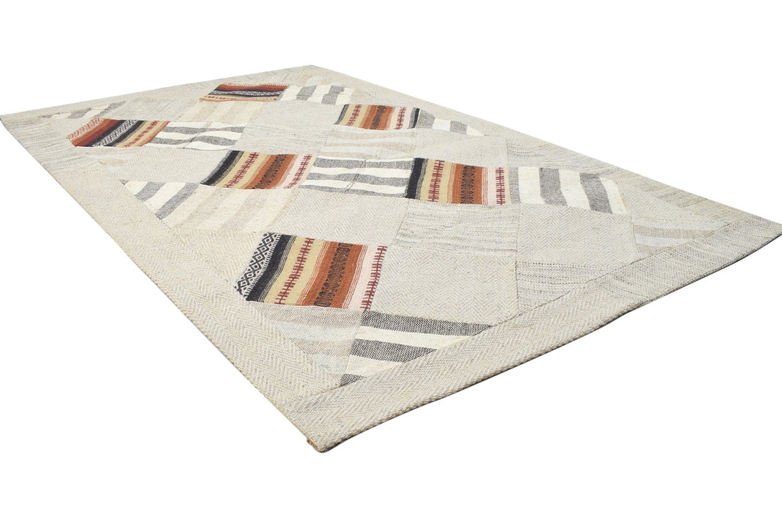 Beige Wool Rug 4X6 Modern Hand Tufted Scandinavian Geometric Room Size Carpet  Area Rug 