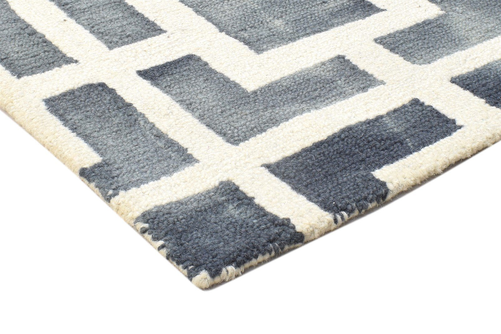 Hand Tufted Ivory Wool Rug 2' X 2' Modern Moroccan Geometric Small Carpet 