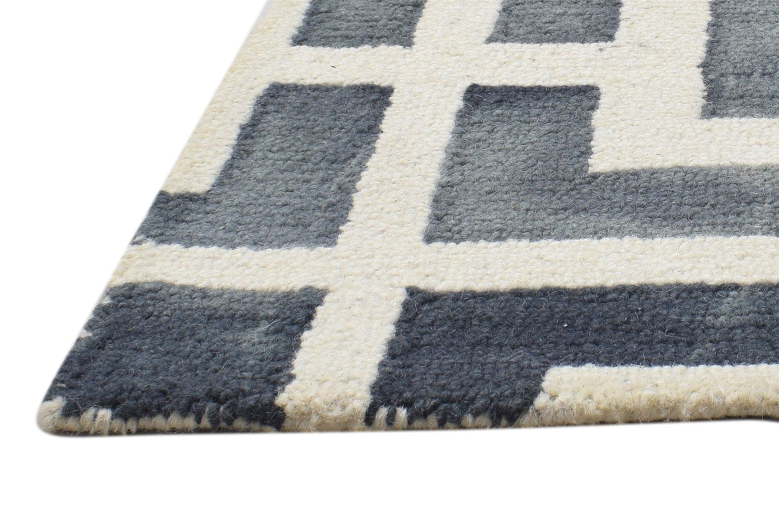 Hand Tufted Ivory Wool Rug 2' X 2' Modern Moroccan Geometric Small Carpet 