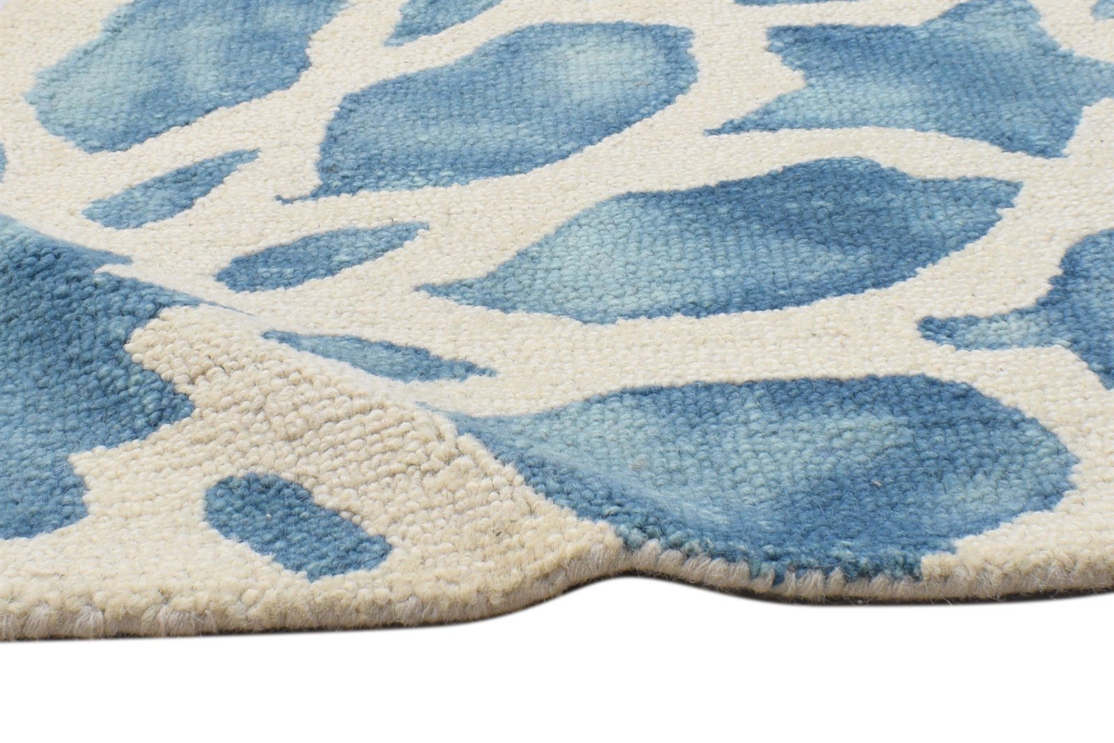 Blue Wool Rug 2' X 2' Modern Hand Tufted Moroccan Floral Small Carpet 