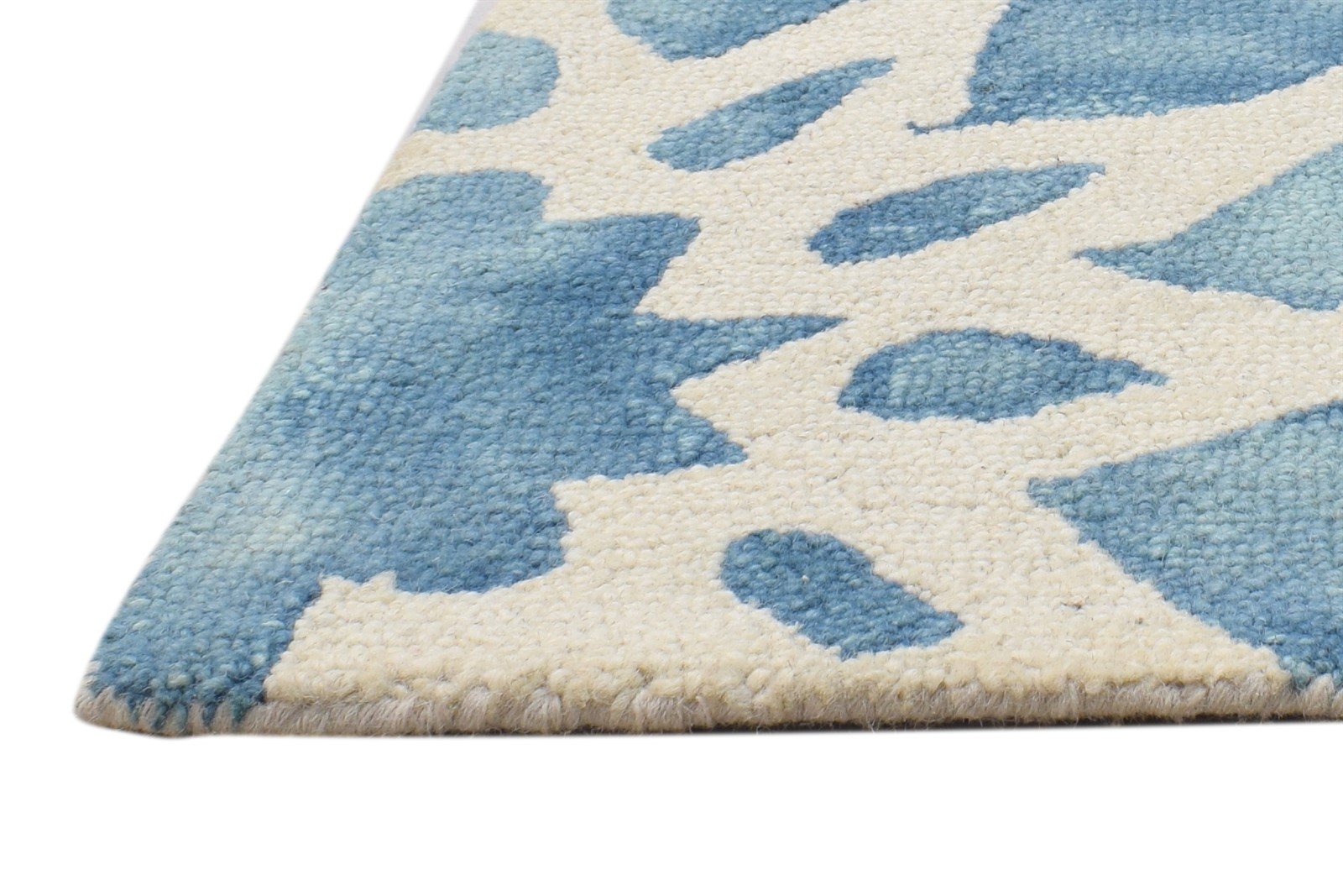 Blue Wool Rug 2' X 2' Modern Hand Tufted Moroccan Floral Small Carpet 