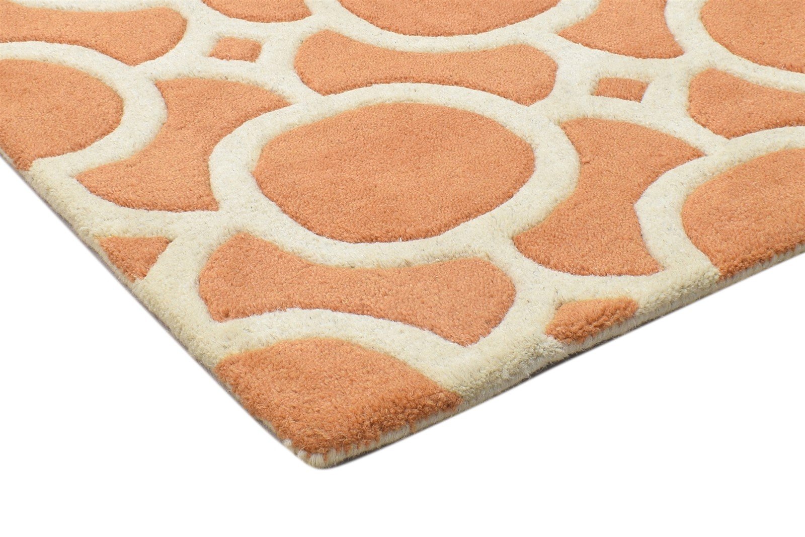 Wool Rust Rug 2' X 2' Modern Hand Tufted Moroccan Geometric Small Carpet 