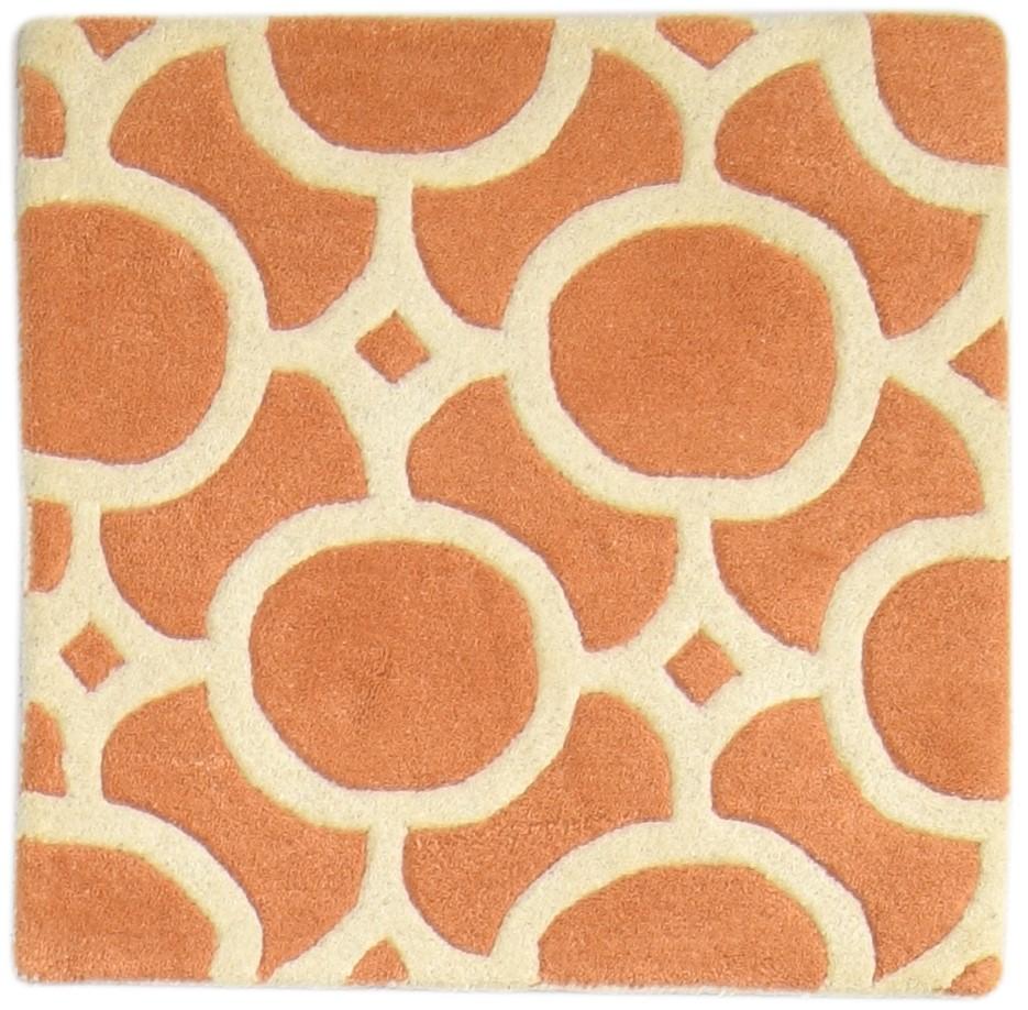 Wool Rust Rug 2' X 2' Modern Hand Tufted Moroccan Geometric Small Carpet 