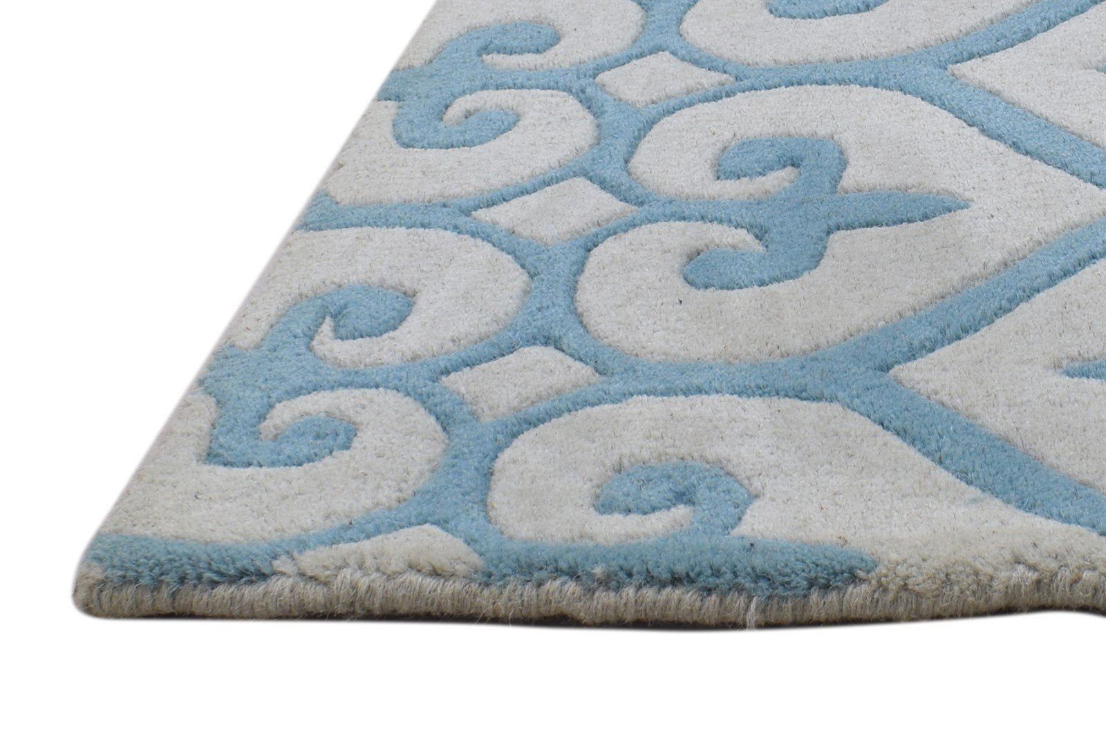 Wool Blue Rug 2' X 2' Modern Hand Tufted Moroccan Floral Small Carpet 