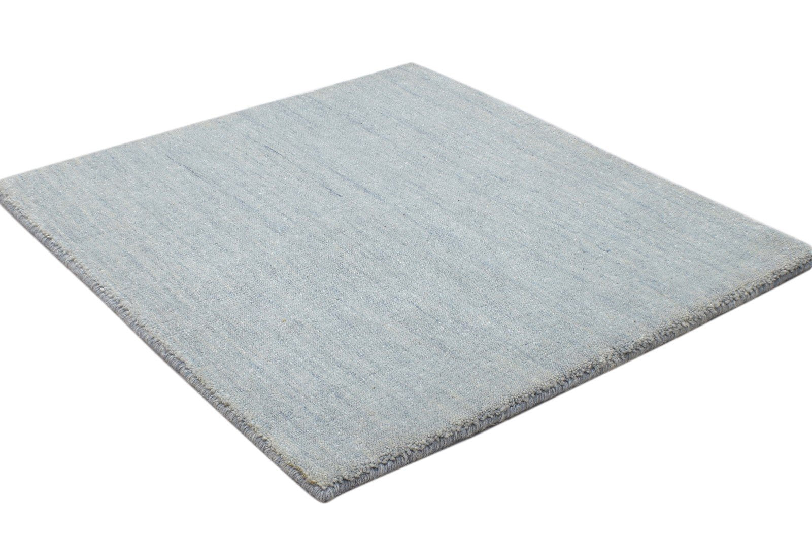 Handloom Grey Wool Rug 2' X 2' Modern Scandinavian Solid Small Carpet 