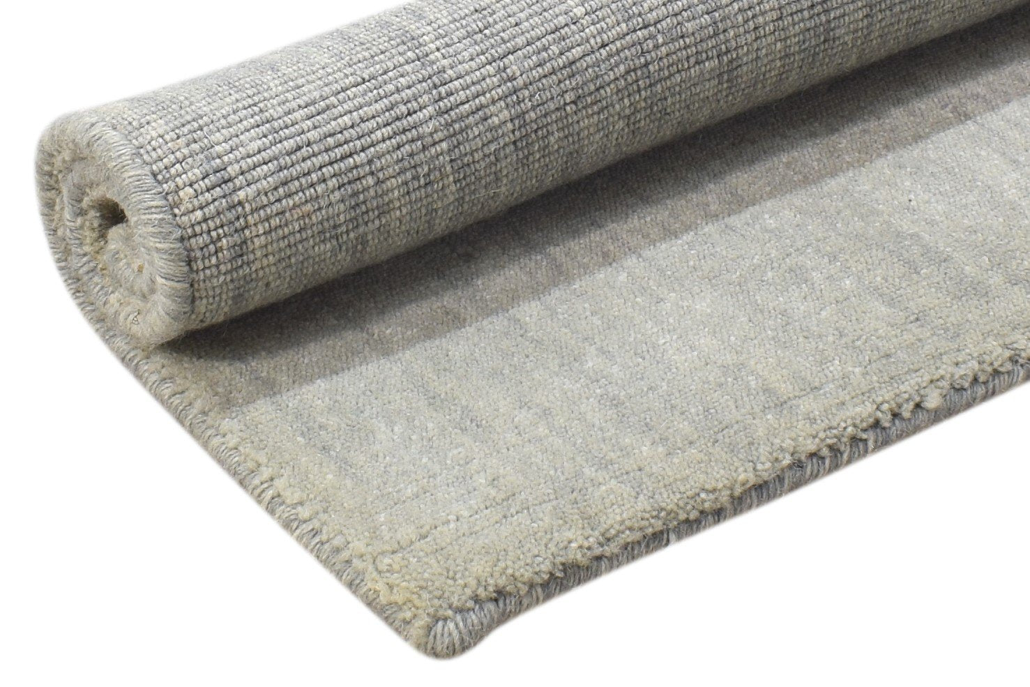 Grey Wool Rug 2' X 2' Modern Handloom Scandinavian Solid Small Carpet 