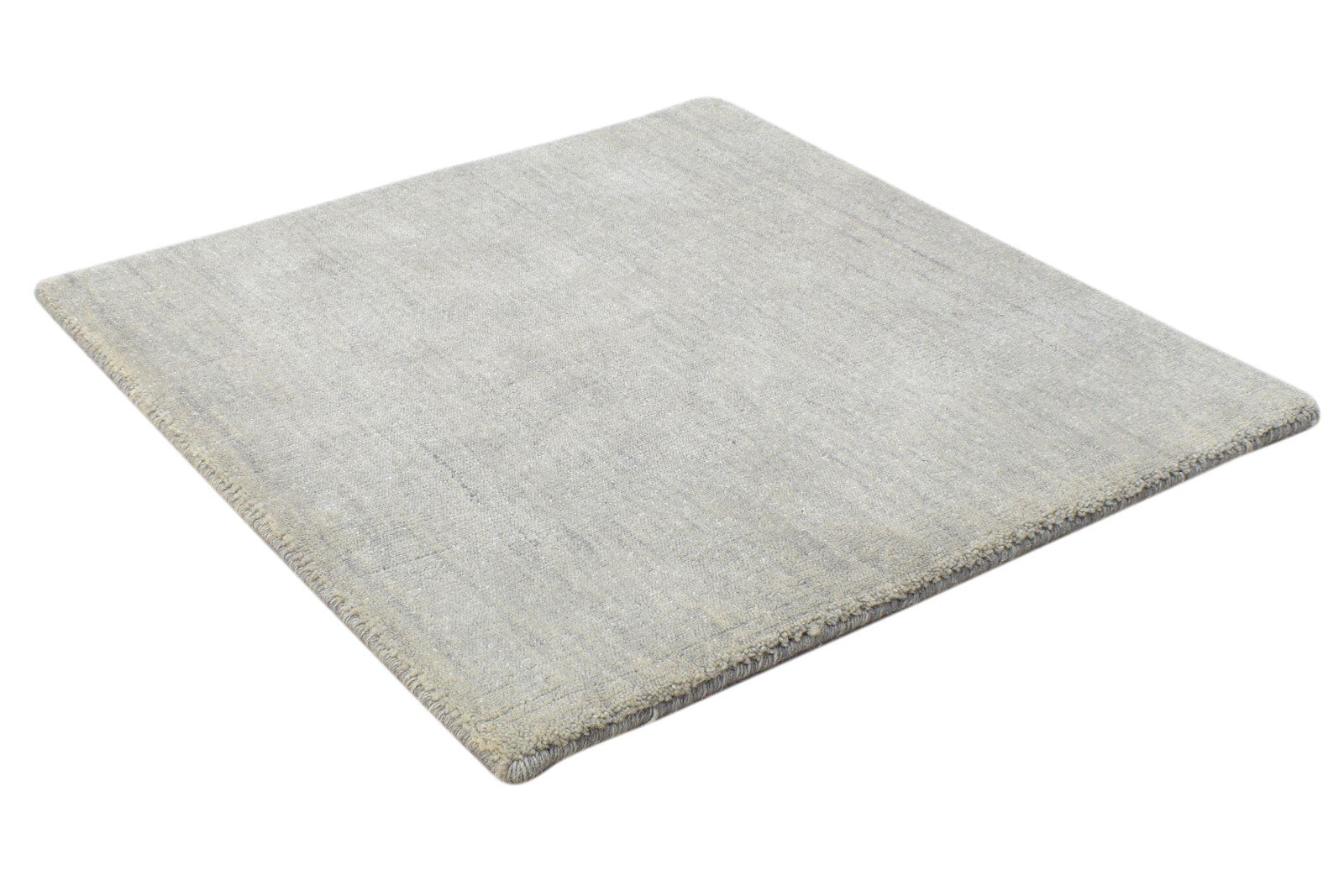 Grey Wool Rug 2' X 2' Modern Handloom Scandinavian Solid Small Carpet 