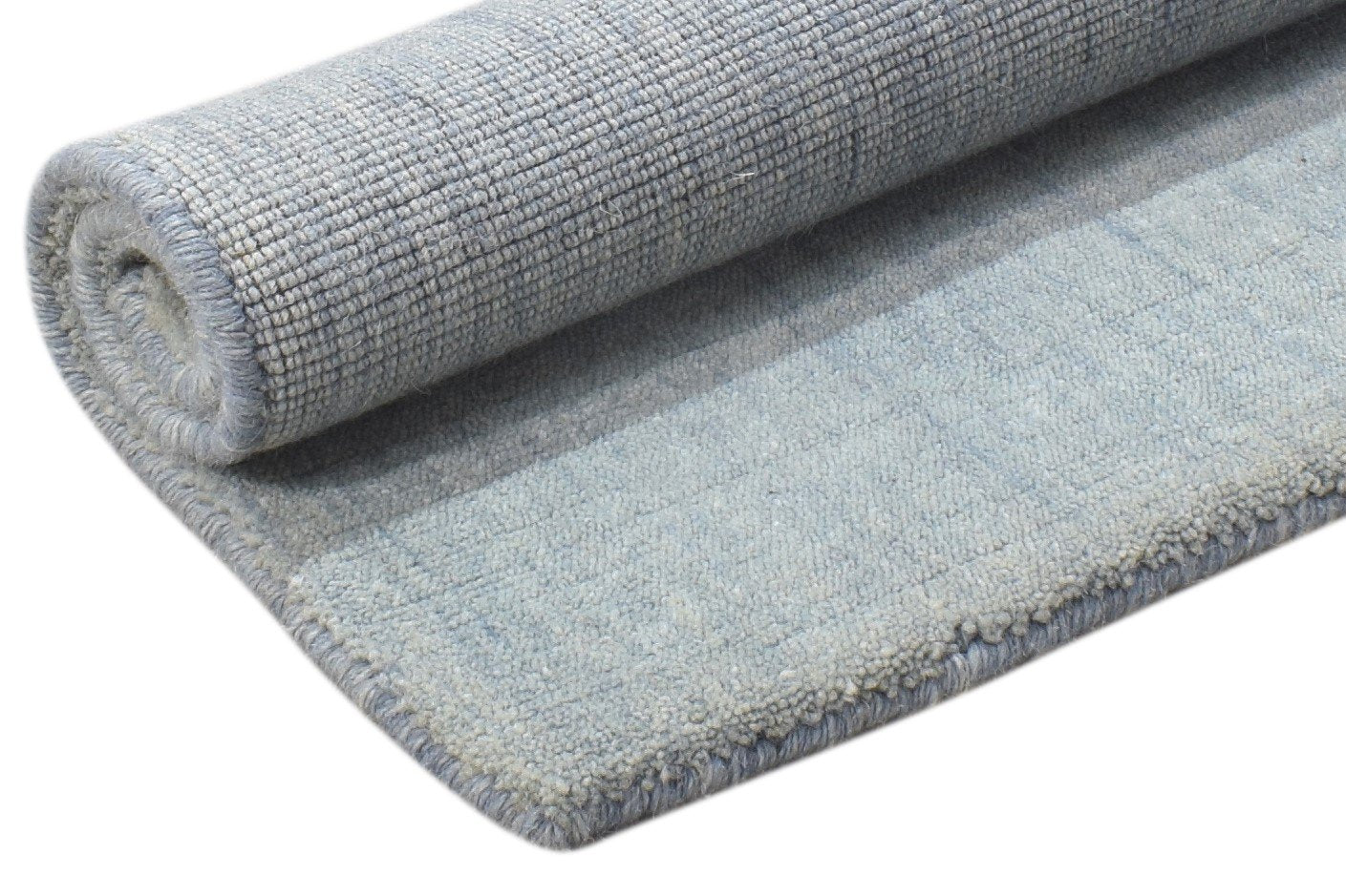 Wool Blue Rug 2' X 2' Modern Handloom Scandinavian Solid Small Carpet 