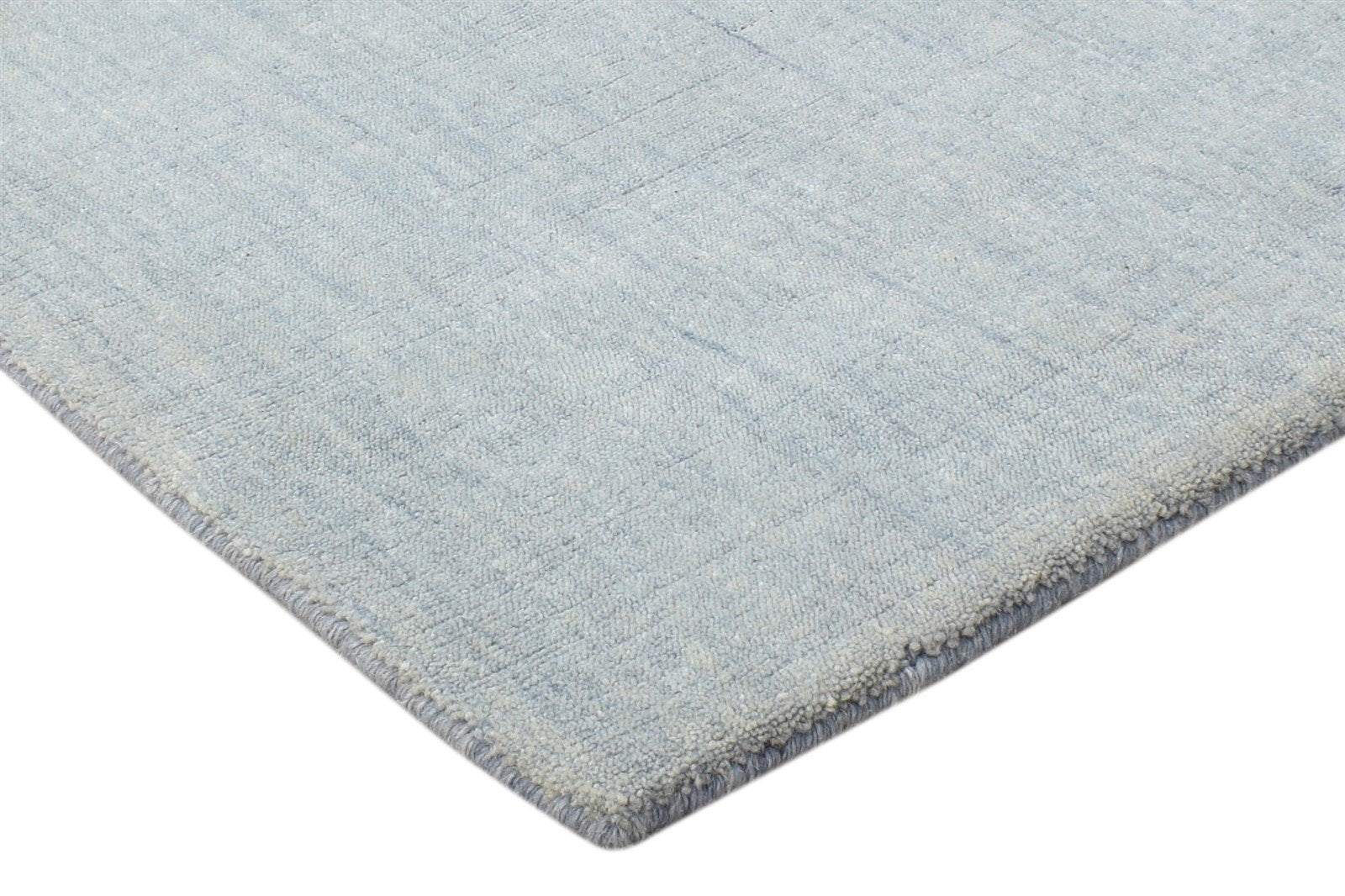 Wool Blue Rug 2' X 2' Modern Handloom Scandinavian Solid Small Carpet 