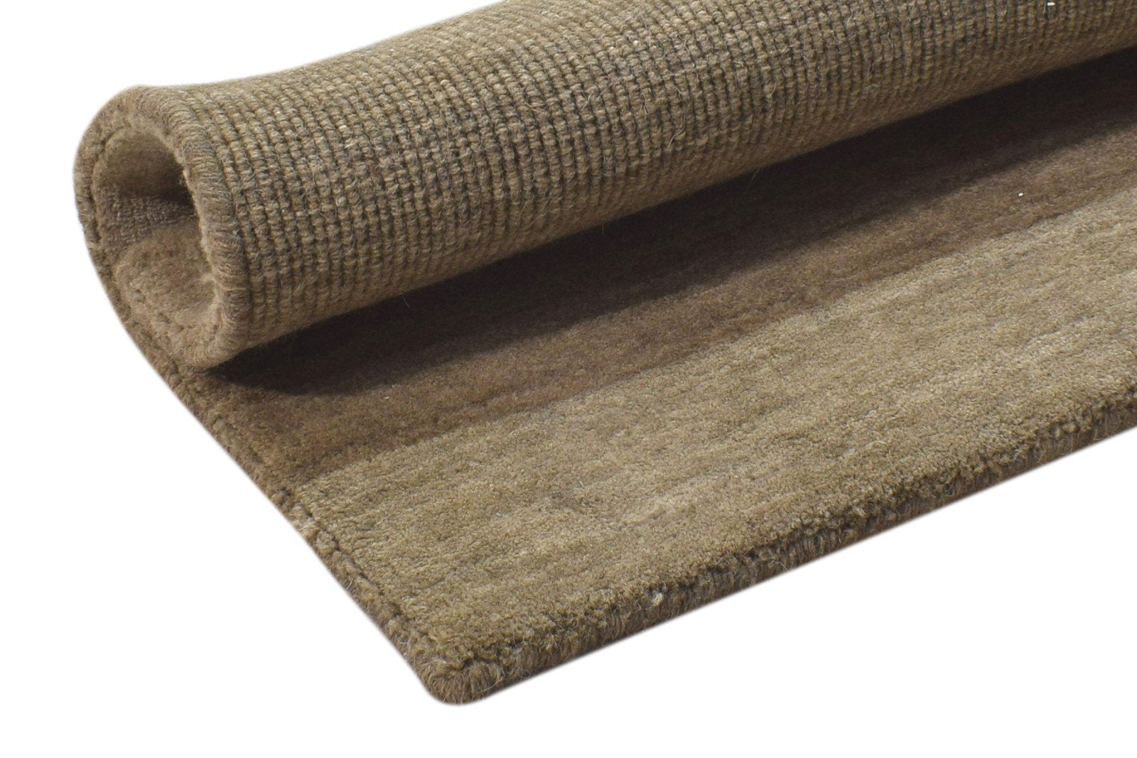 Brown Wool Rug 2' X 2' Modern Handloom Scandinavian Solid Small Carpet 