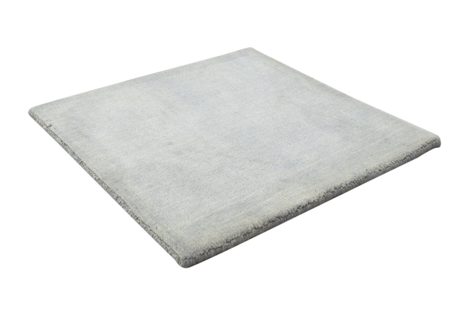 Wool Grey Rug 2' X 2' Modern Handloom Scandinavian Solid Small Carpet 