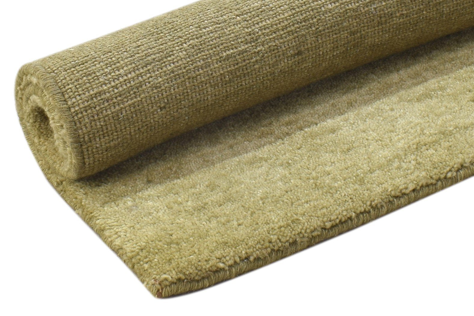 Handloom Gold Wool Rug 2' X 2' Modern Scandinavian Solid Small Carpet 