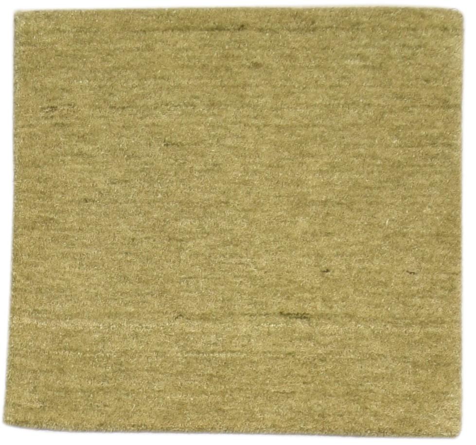 Handloom Gold Wool Rug 2' X 2' Modern Scandinavian Solid Small Carpet 