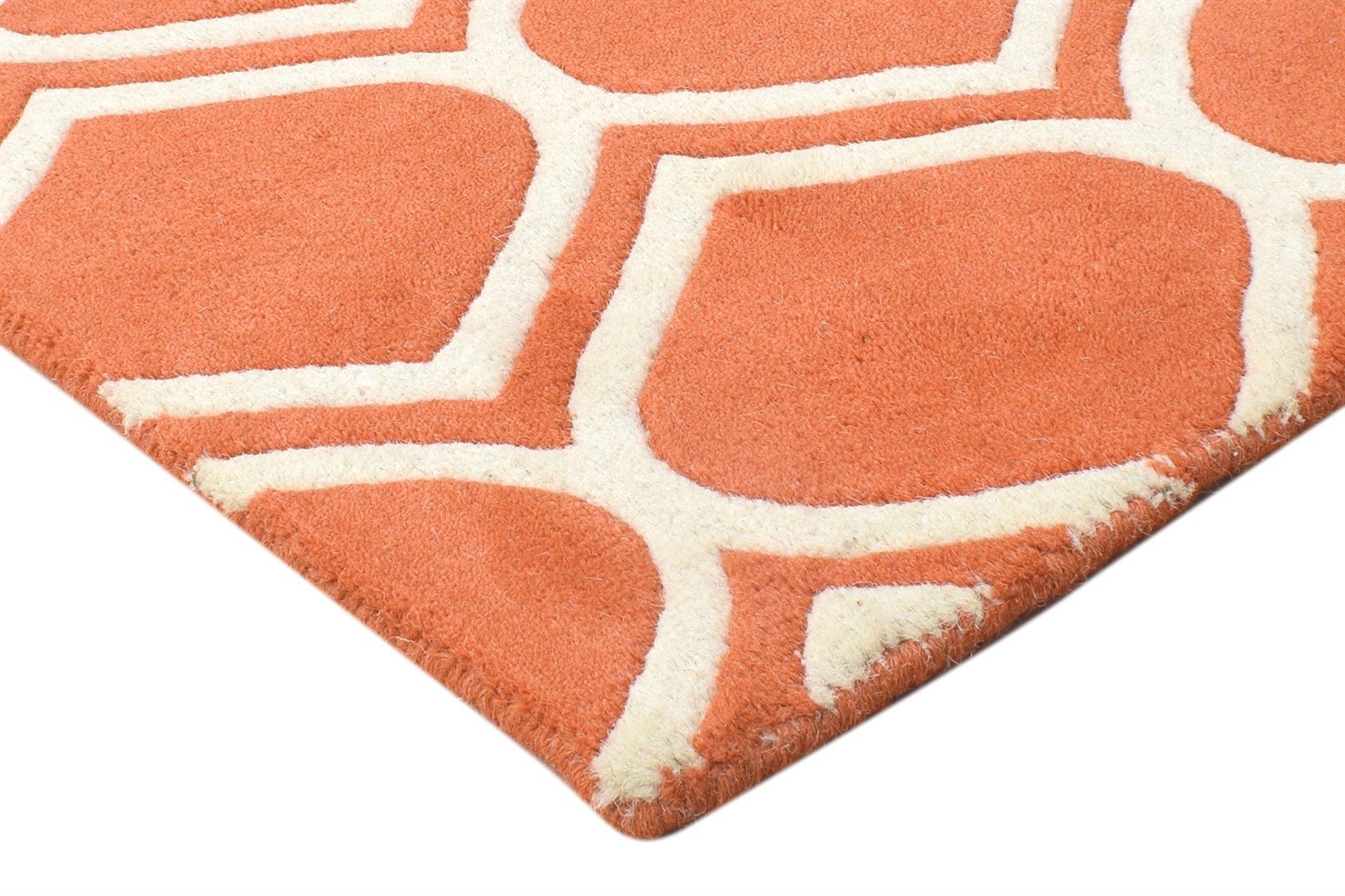 Wool Rust Rug 2' X 2' Modern Hand Tufted Moroccan Trellis Small Carpet 