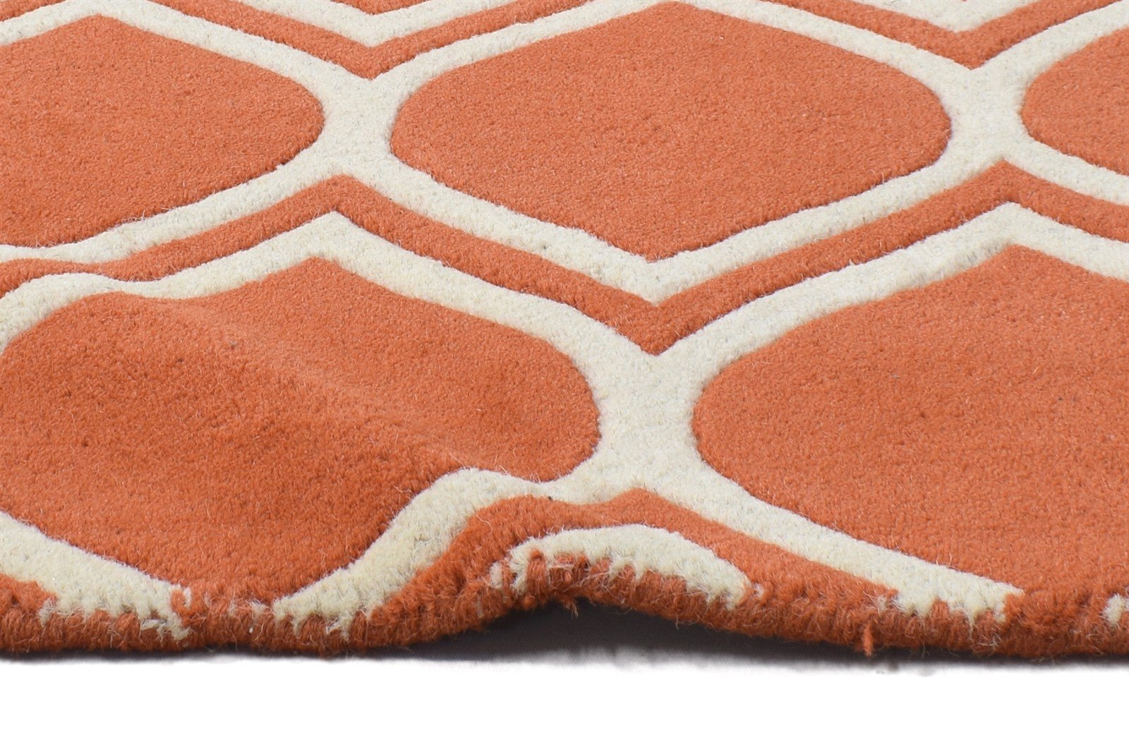 Wool Rust Rug 2' X 2' Modern Hand Tufted Moroccan Trellis Small Carpet 