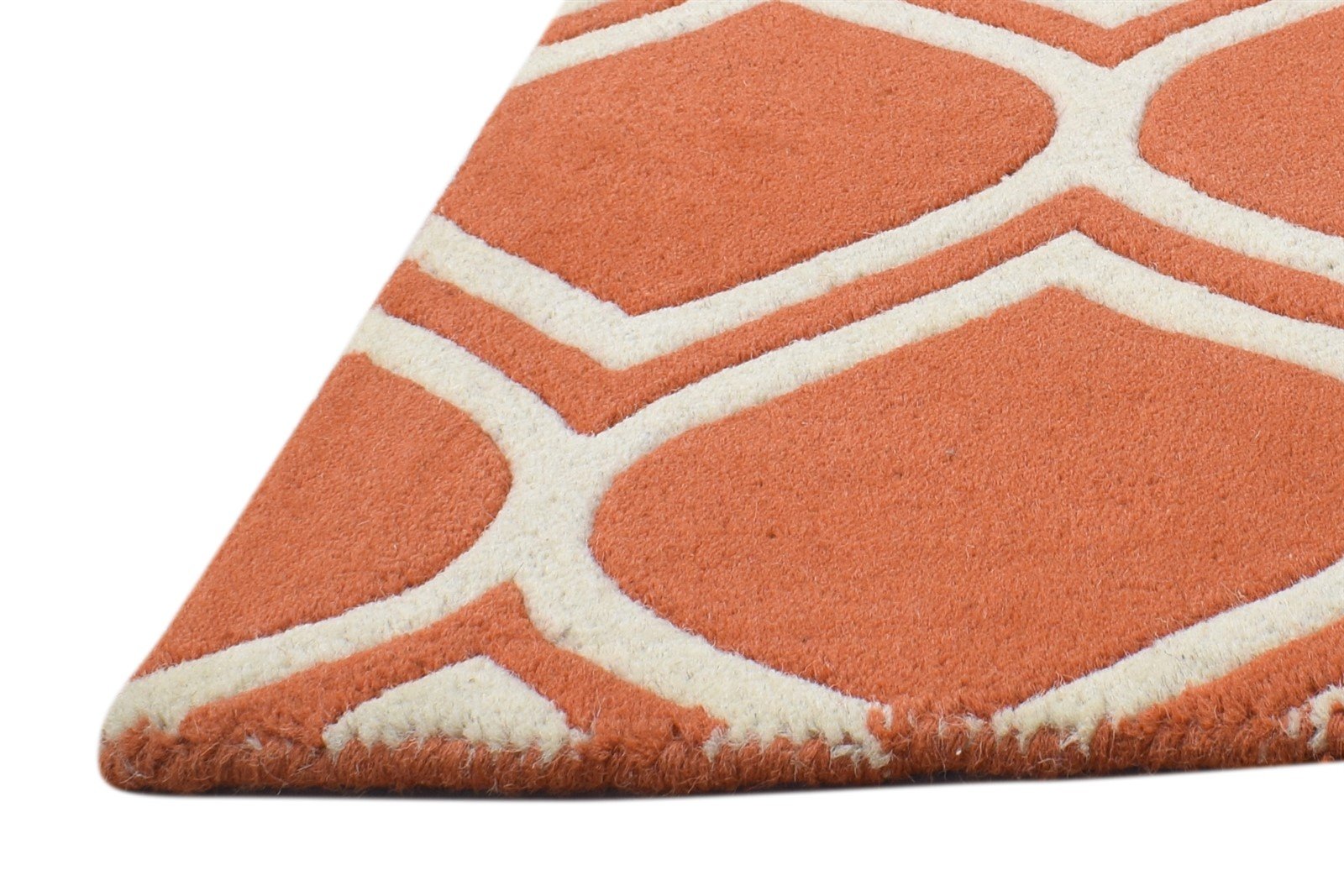 Wool Rust Rug 2' X 2' Modern Hand Tufted Moroccan Trellis Small Carpet 