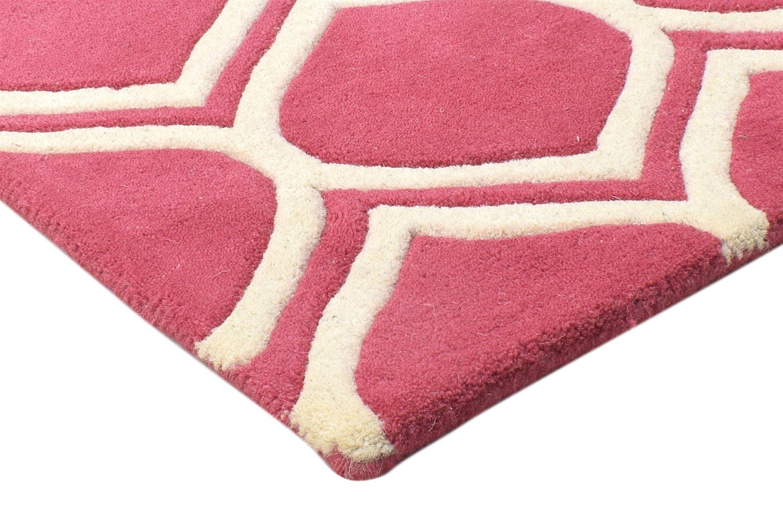 Hand Tufted Pink Wool Rug 2' X 2' Modern Moroccan Trellis Small Carpet 