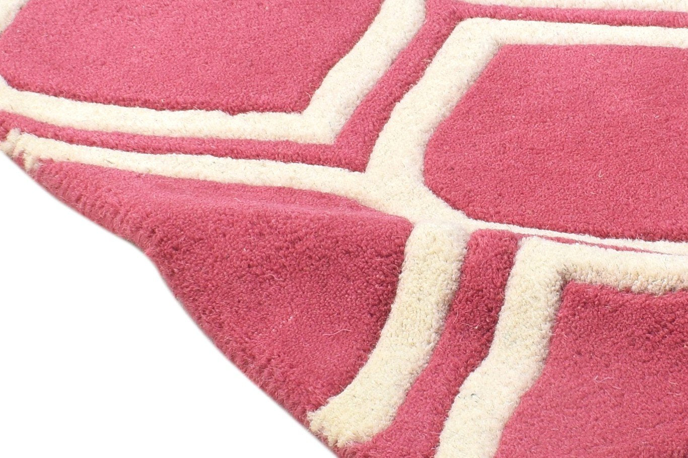 Hand Tufted Pink Wool Rug 2' X 2' Modern Moroccan Trellis Small Carpet 