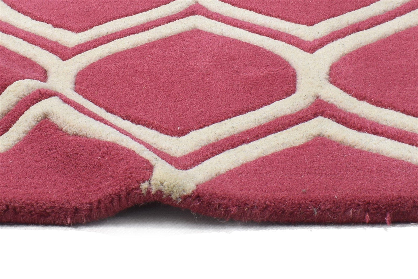 Hand Tufted Pink Wool Rug 2' X 2' Modern Moroccan Trellis Small Carpet 