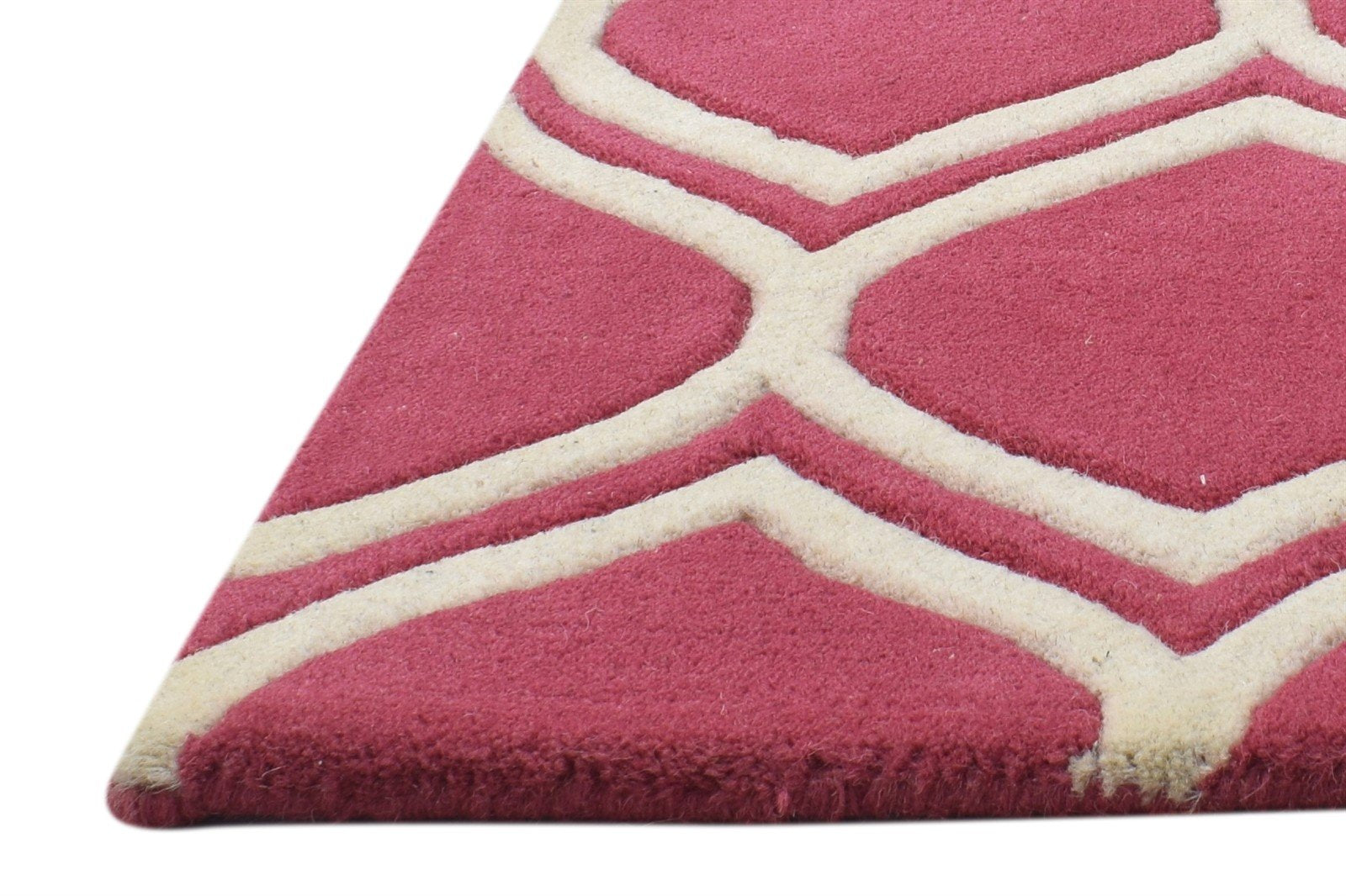 Hand Tufted Pink Wool Rug 2' X 2' Modern Moroccan Trellis Small Carpet 