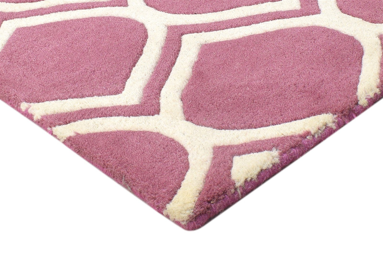 Pink Wool Rug 2' X 2' Modern Hand Tufted Moroccan Trellis Small Carpet 