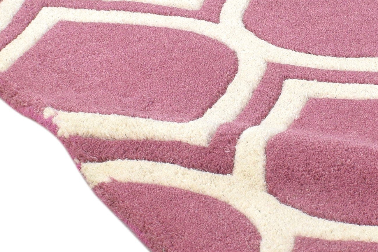 Pink Wool Rug 2' X 2' Modern Hand Tufted Moroccan Trellis Small Carpet 