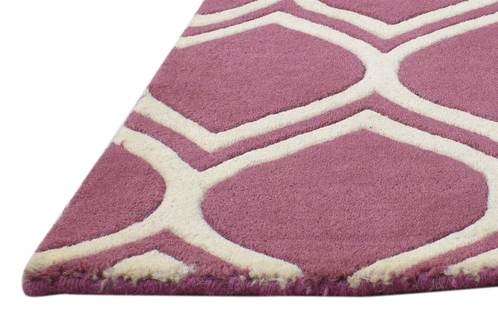 Pink Wool Rug 2' X 2' Modern Hand Tufted Moroccan Trellis Small Carpet 