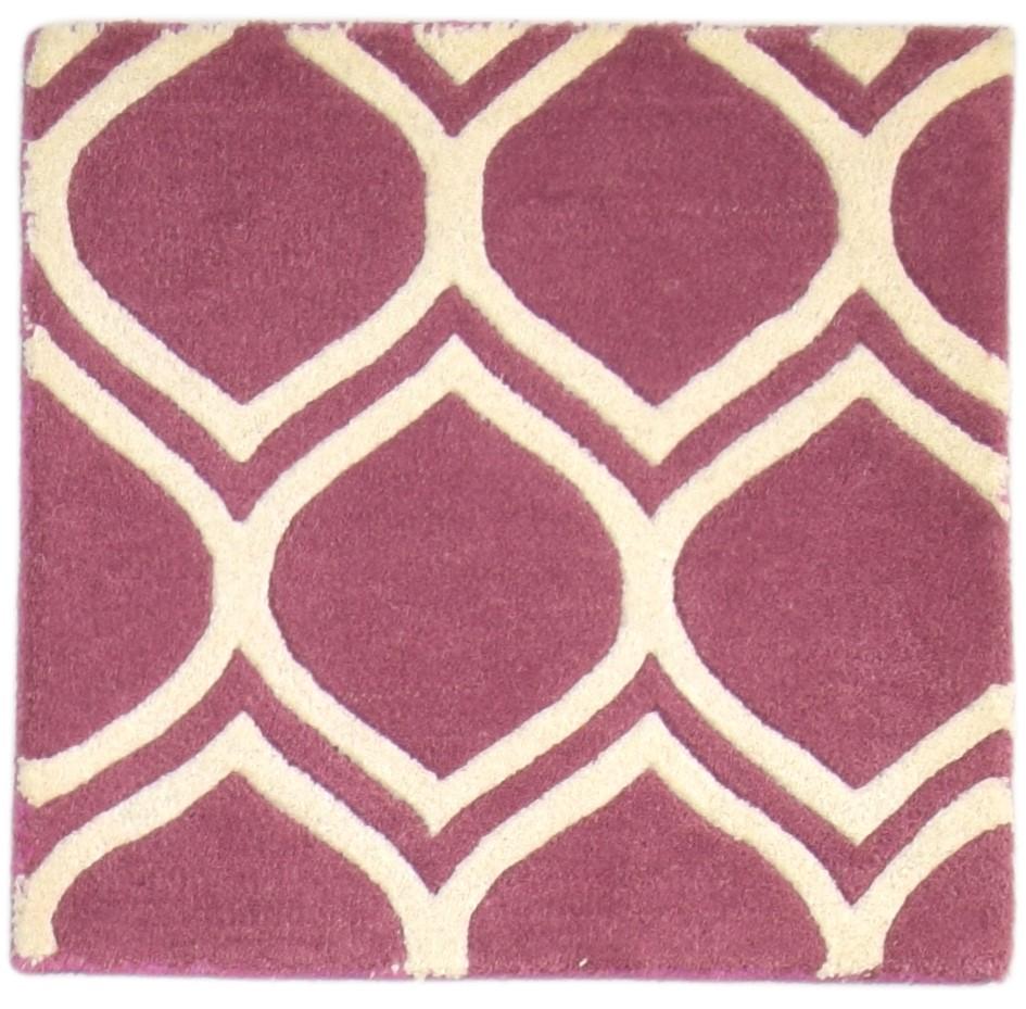 Pink Wool Rug 2' X 2' Modern Hand Tufted Moroccan Trellis Small Carpet 