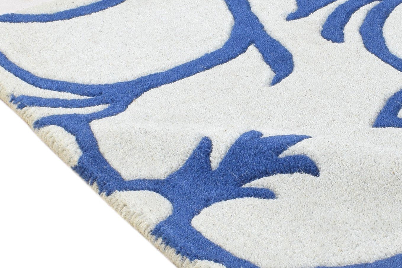 Wool Blue Rug 2' X 2' Modern Hand Tufted Moroccan Trellis Small Carpet 